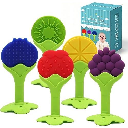 Teething Toys for Babies (5 Pack), Baby Essentials, BPA-Free Silicone
