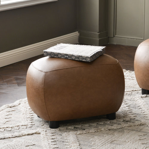 Wade Logan® Overstreet 23" Wide Faux Leather Upholstered Ottoman & Reviews | Wayfair