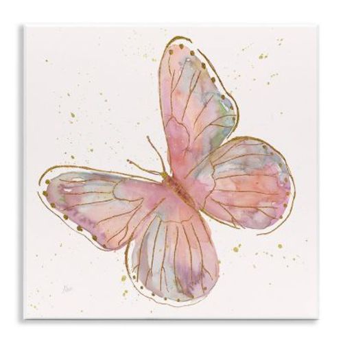 Stupell Industries 17"x17" Kids' Pink Butterfly Wings Glam Detail Wall Art Unframed
