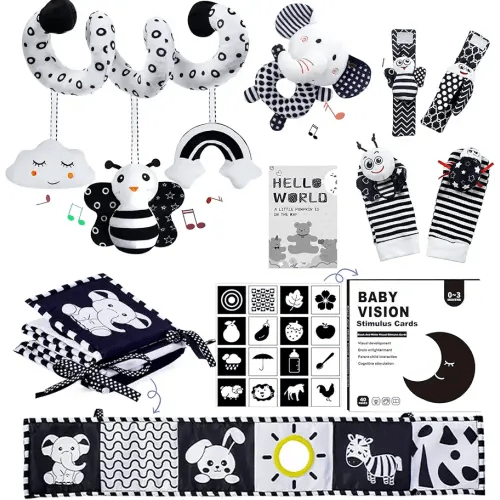 Black and White Sensory Toys for Babies,Montessori Toys for Babies,High Contrast Baby Toys for Toddlers Kids Early Learning Newborn Brain Development Toys Baby Gifts