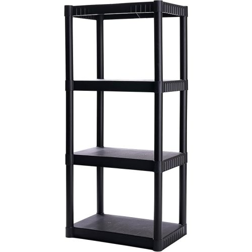 Plano 4-Shelf Plastic Storage Shelves, 48” x 23” x 14”, 200lb Capacity, Pantry, Office, Closet and Garage Shelves, Easy to Assemble, Durable Plastic Shelving Unit