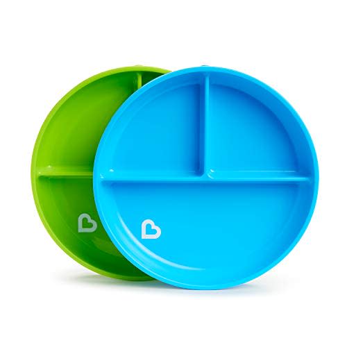 Munchkin® Stay Put™ Divided Suction Toddler Plates, Blue/Green