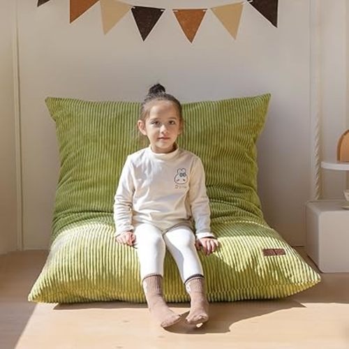 MAXYOYO 3 in 1 Kids Bean Bag Chair Bed, Convertible Chair Folds from Bean Bag to Lounger, Child Floor Sofa for Gaming, Reading, Floor Mattress with High-Density Foam Filling