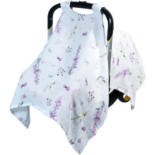80S Muslin Car Seat Cover for Babies - Soft & Breathable Infant Carrier Canopy, Lightweight Sunshade for Summer, Universal Fit for Baby Boys & Girls