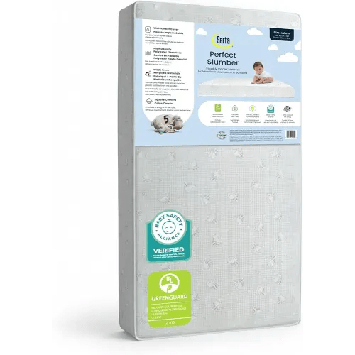 Serta Perfect Slumber Dual Sided Crib and Toddler Mattress - Waterproof - Hypoallergenic - Premium Sustainably Sourced Fiber Core -GREENGUARD Gold Certified (Non-Toxic) -7 Year Warranty - Made in USA