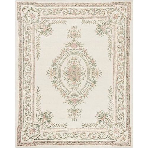 SAFAVIEH Area Rug 8x10 - Micro-Loop Collection - Large - Ivory & Fuchsia, Handmade Wool, Ideal for Living Room, Bedroom, Office, Dining Space (MLP902R)