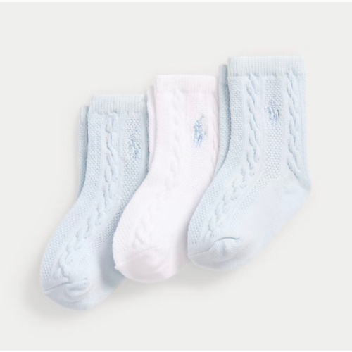 Ralph Lauren Cable-Knit Ankle Sock 3-Pack