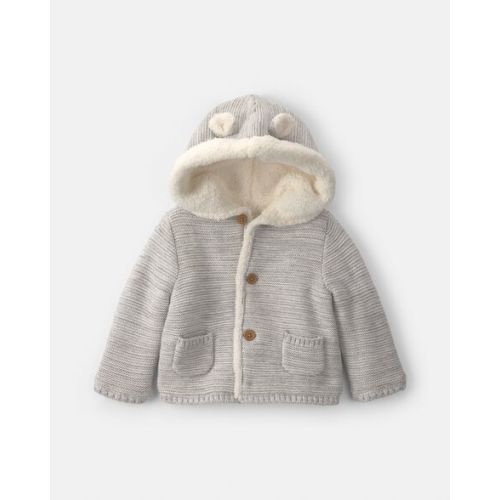 Baby Bear Sweater Knit Hooded Jacket - Grey | Carter's