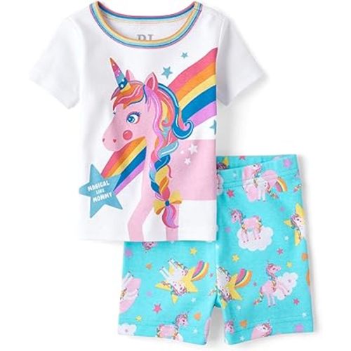 The Children's Place baby-girls And Toddler Girl Short Sleeve Top and Shorts Snug Fit 100% Cotton 2 Piece Pajama Set