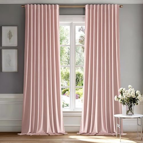 MIULEE Light Pink Velvet Curtains 52x84 inches Luxury Blackout Curtains | Thermal Insulated, Super Soft Window Drapes for Bedroom Living Room, Rod Pocket & Back Tab