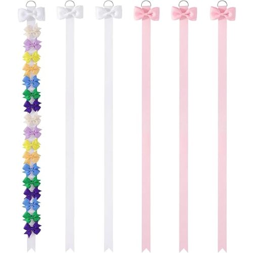 YLEN YHXX 8 PCS White Bow Holder for Girls Hair Bows Baby Bow Organizer Baby Hair Accessories Organizer Storage Wall Hanging Home Decor for Girls Room