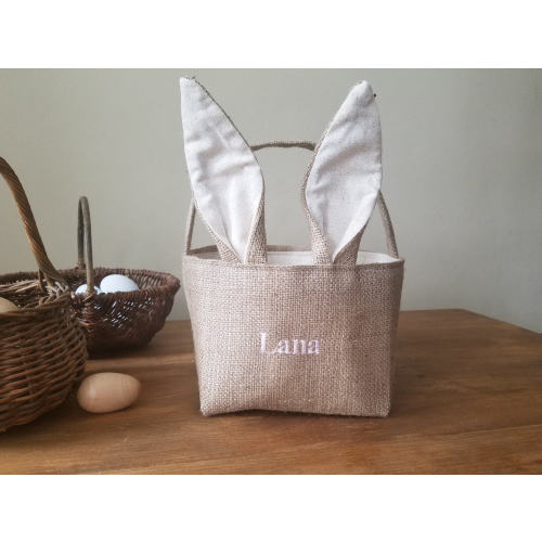 Personalized Burlap Bunny Easter Basket: Handmade Kids Gift
