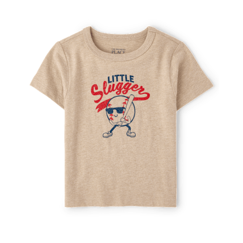 Baby And Toddler Boys Little Slugger Graphic Tee - Tan