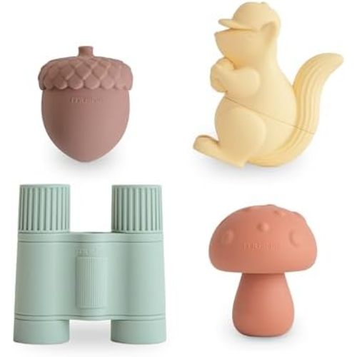 mushie Nature Bath Toys Play Set for Toddlers | 100% Food Grade Silicone | Mold Free, Pack of 4