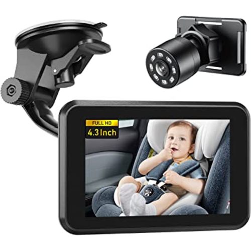 Itomoro Baby Car Camera, 4.3" HD Night Vision Car Baby Monitor with Camera, Safety Seat Baby Car Mirror for Rear Facing 5 Mins Easy Installation ACZ401