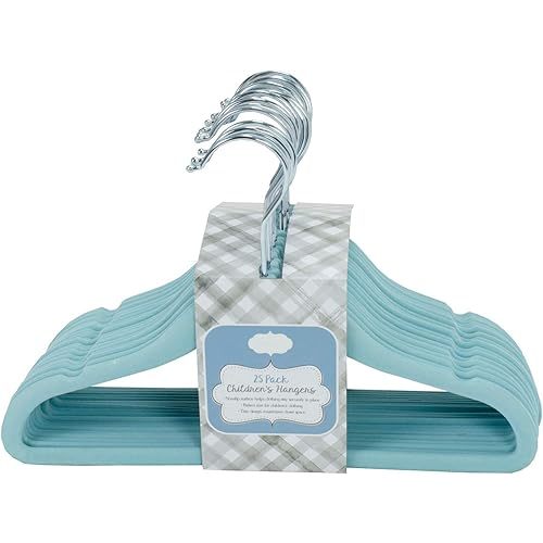 Ultra-Thin Premium Velvet Hangers - Space Saving Clothes Hangers - Non-Slip Hangers for Children - Maximize Closet Space - 25 Pack (Milky Blue)