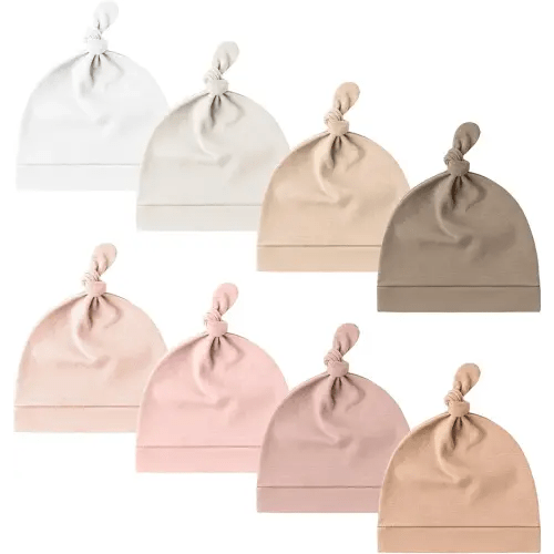 Konssy 8 Pack Baby Newborn Hats Set Knot Beanie Hats Soft for Infant Baby Girls Boys Caps 0-6 Months