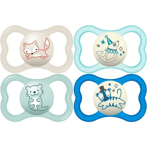MAM Air Night & Day Baby Pacifier, for Sensitive Skin, Glows in The Dark, 6-16 Months, Baby Boy, 4 Count