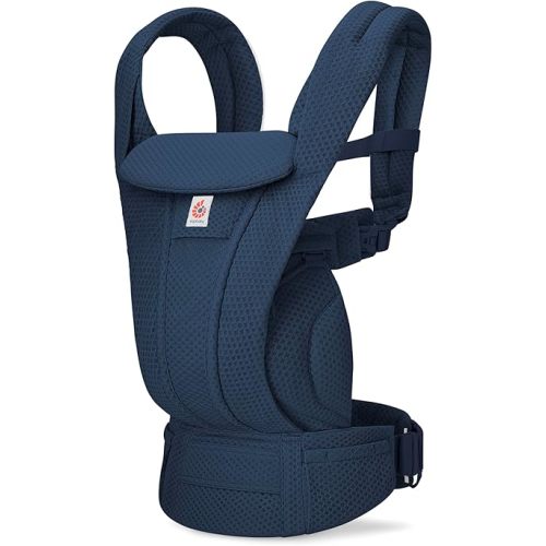 Ergobaby Omni Deluxe Baby Carrier for Newborn to Toddlers 0-48 Months (7-45 lbs) - 4-Position Breathable Mesh Baby Carrier with Ergonomic Support, Storage Pockets, and Sun Hood - Midnight Blue
