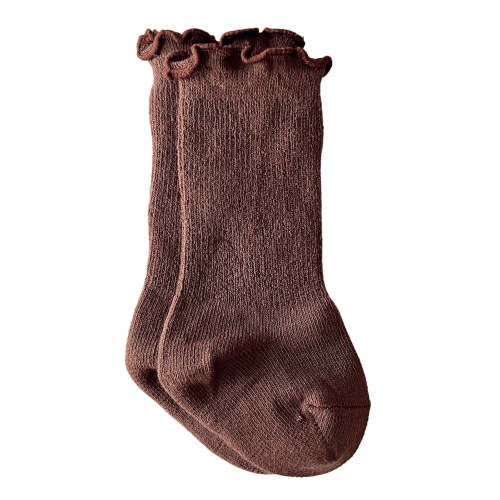 Lettuce Edge Socks, Dark Brown