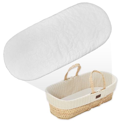 Sleep&Snuggle Moses Pram Basket Mattress 4cm Height, Waterproof & Hypoallergenic Mattress Thick Oval Shaped, Fits Mothercare Basket Perfect for Baby Cradle & Bassinet (65x28)