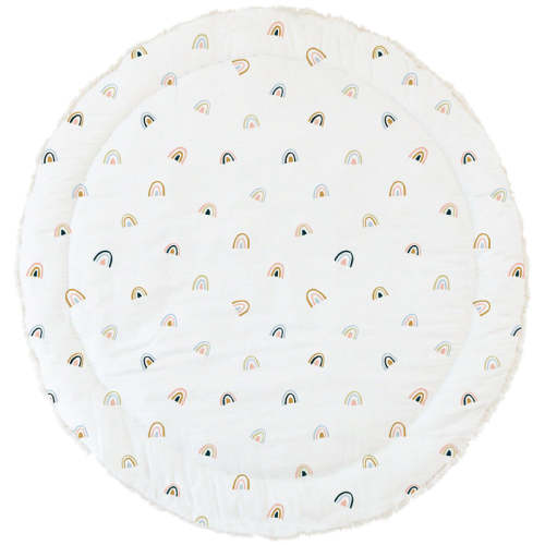 Organic Cotton Quilted Play Mat- Rainbow