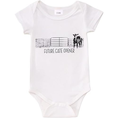 SOFEON Future Gate Opener Baby Onesie Newborn Farm Cow Bodysuit Romper Infant Boy Girl Cute Country One-Piece Clothes 0-18M
