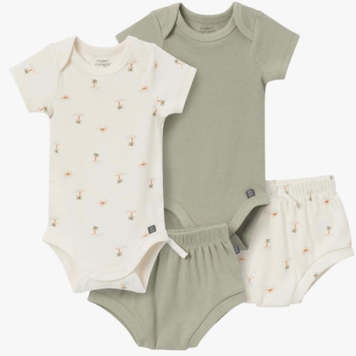 Modern Moments by Gerber unisex-baby 4-pack Short-sleeve Bodysuits & Shortie Set