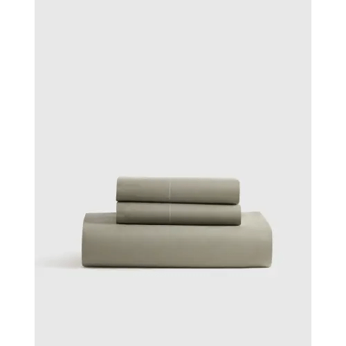 Dried Sage Organic Crisp Percale Fitted Sheet Set