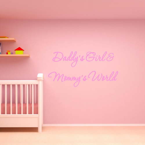 VWAQ Daddy's Girl and Mommy's World Pink Nursery Wall Decal Quote Vinyl Wall Art Decor Baby's Room #3