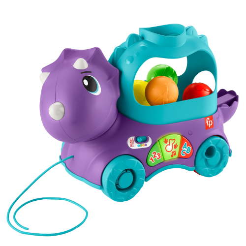 Fisher-Price Poppin’ Triceratops Dinosaur Interactive Musical Learning Toy for Ages 12 to 36 Months, 4 Balls