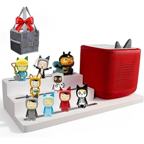 for TonieBox Shelf 3-Tier Wooden Magnetic Shelf with Bag(White)