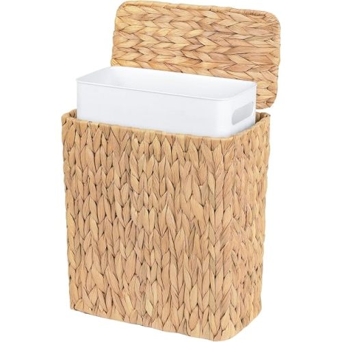 Wicker Trash Can,3 Gallon Bathroom Trash Can with Lid
