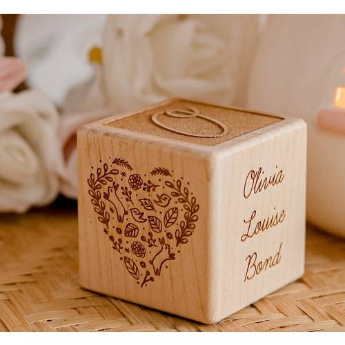Custom baby gift Newborn Pretty Baby Gift Wooden Cube New Baby Girl Engraved Baby Keepsake Timeless Gift Block Nursery Decor, Image Font #6