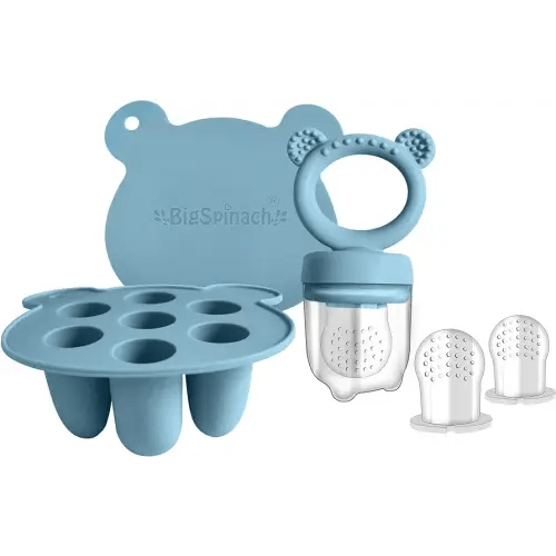 Baby Food Feeder Pacifier with Breast Milk Popsicle Teether-Silicone Forage Feeder for Babies-Breastmilk Storage Container and Freezer Tray-Teething Popsicle Molds for Soothing Relief