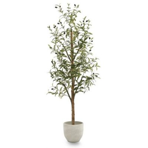 Maia Shop Artificial Faux Silk Olive Tree Plant, 5 Feet Tall Indoor Tree With Realistic Leaves, Ideal For Home Decor, 60 Inches, Green