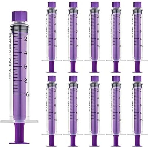 10ml Syringe with Cap, 10cc Plastic Syringes for Liquid, Feeding, Individually Wrapped 20 Pack