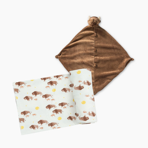 Angel Dear Swaddle and Lovie Bundle - Brown Bison