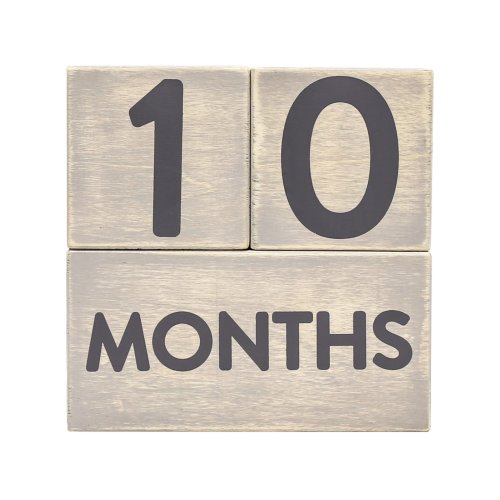 Pearhead Wooden Baby Photo Sharing Milestone Age Blocks,Set of 3 Blocks, Distressed Gray