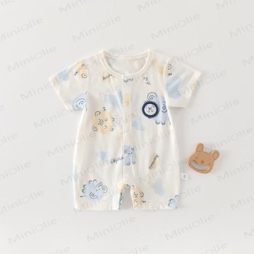 Baby Cotton Animal Print Short Sleeves Romper
