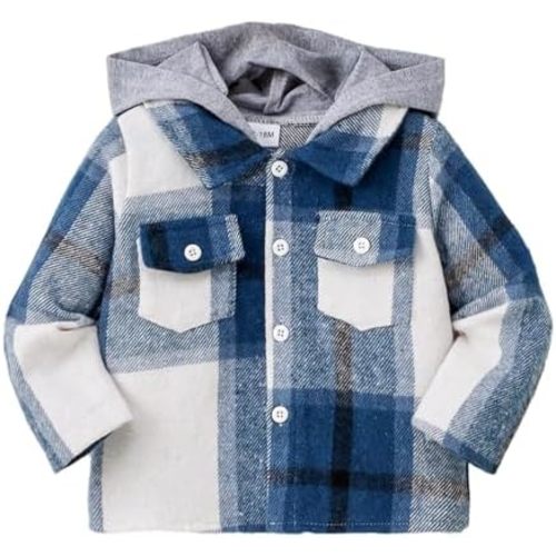 Baby Toddler Boys Long Sleeve Shirt Flannel Buffalo Plaid Shirts Button Down Jacket Top Outfit Fall Winter Clothes