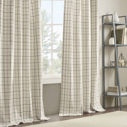 Madison Park Anaheim Woven Plaid Room Darkening Thermal Fleece Lined Single Curtain Panel & Reviews | Wayfair