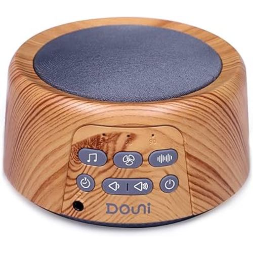 DOUNI White Noise Machine with 27 Soothing Sounds Timer, Adjustable Volume, Memory Function for Sleeping, Relaxation,Sound Machine for Kid,Adult,Nursery,Home,Office,Travel.Wood Grain