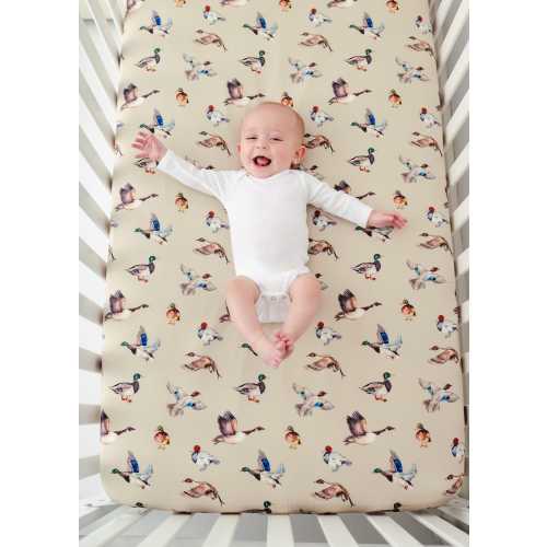 DUCKS Crib Sheet, Super Soft Bamboo Crib Sheet, Duck Hunting Nursery, Soft Duck Duck Goose Crib Sheet