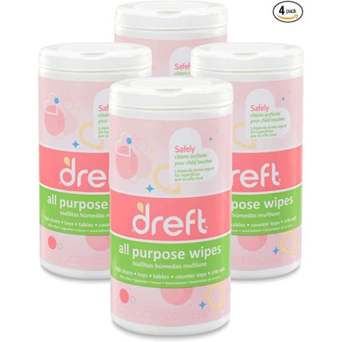 Dreft Multi-Surface All-Purpose Gentle Cleaning Wipes for Baby Toys, Car Seat, High Chair & More, 70 Count (Pack of 4) - All Purpose Wipes, Pack of 4