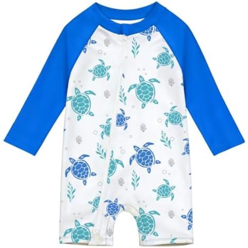 Baby Boy Swimsuit 2 Way Zipper or Snap Bottom One Piece Bathing Suit