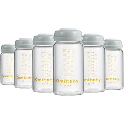 Breast Milk Storage Bottles 240ml 8oz BPA-Free Leak-Proof Baby Bottle for Breastmilk Storage Wide Neck Bottles with Screw Ring Sealing Disk Breastfeeding (Grey, 240ml-6Packs)