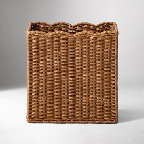 Scallop Rattan Bin - Walnut
