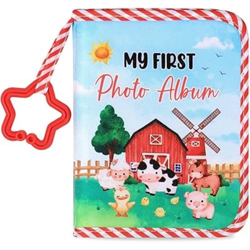 Baby's My First Family Album Soft Photo Cloth Book Farm Animals My First Book of Photos Farm Themed Baby Memory Album Gift Holds 4x6 Pictures for Babies Newborn Toddler & Kids Baby Shower