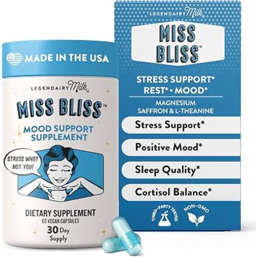 Legendairy Milk Miss Bliss Stress Support, Saffron & Magnesium, 60 Capsules